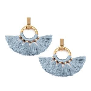 💙Light blue fan tassel earrings